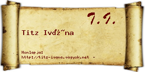 Titz Ivána névjegykártya